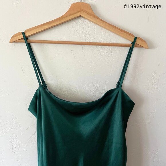 BILLY J Keira Midi Dress Emerald Green Satin | Size 6 - Picture 3 of 7